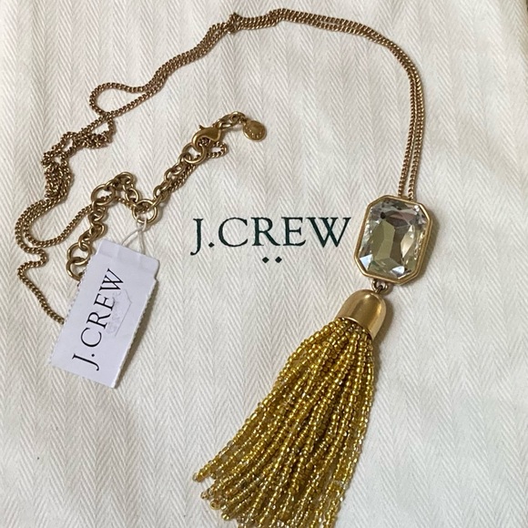 J. Crew Crystal & Gold Beaded Tassel Necklace NWT! - Picture 4 of 4